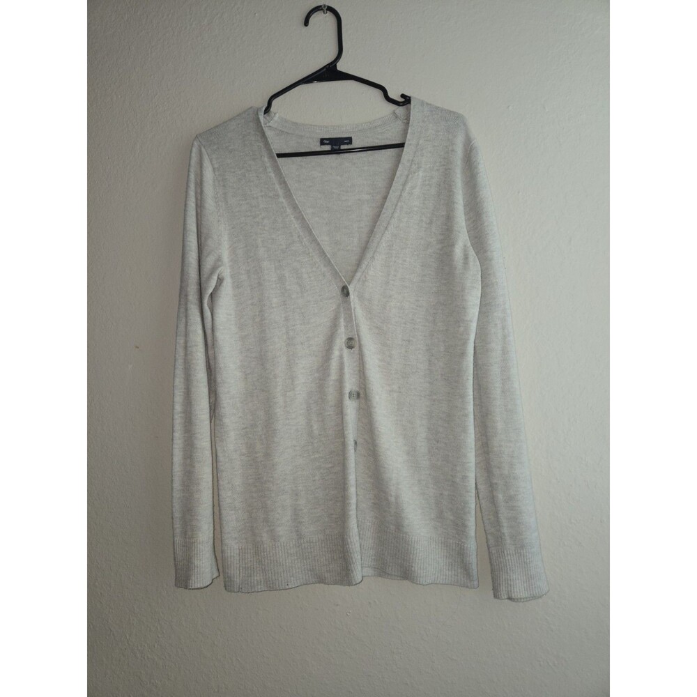 Gap Women's Gray Button-Front Cardigan Sweater Size M Cotton Blend